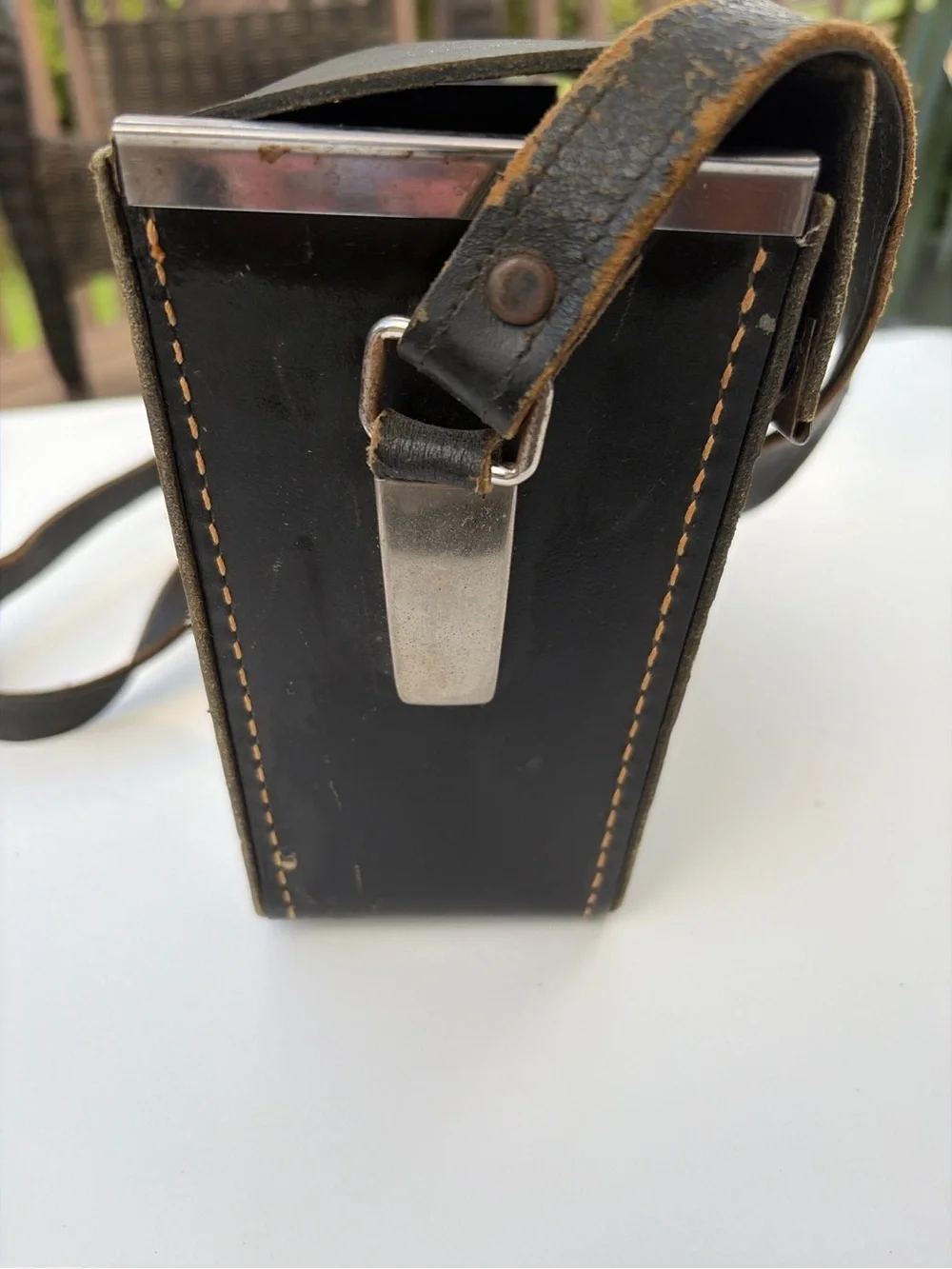 Vintage Bell & Howell Black Leather Camera Case Crossbody Carrying Case